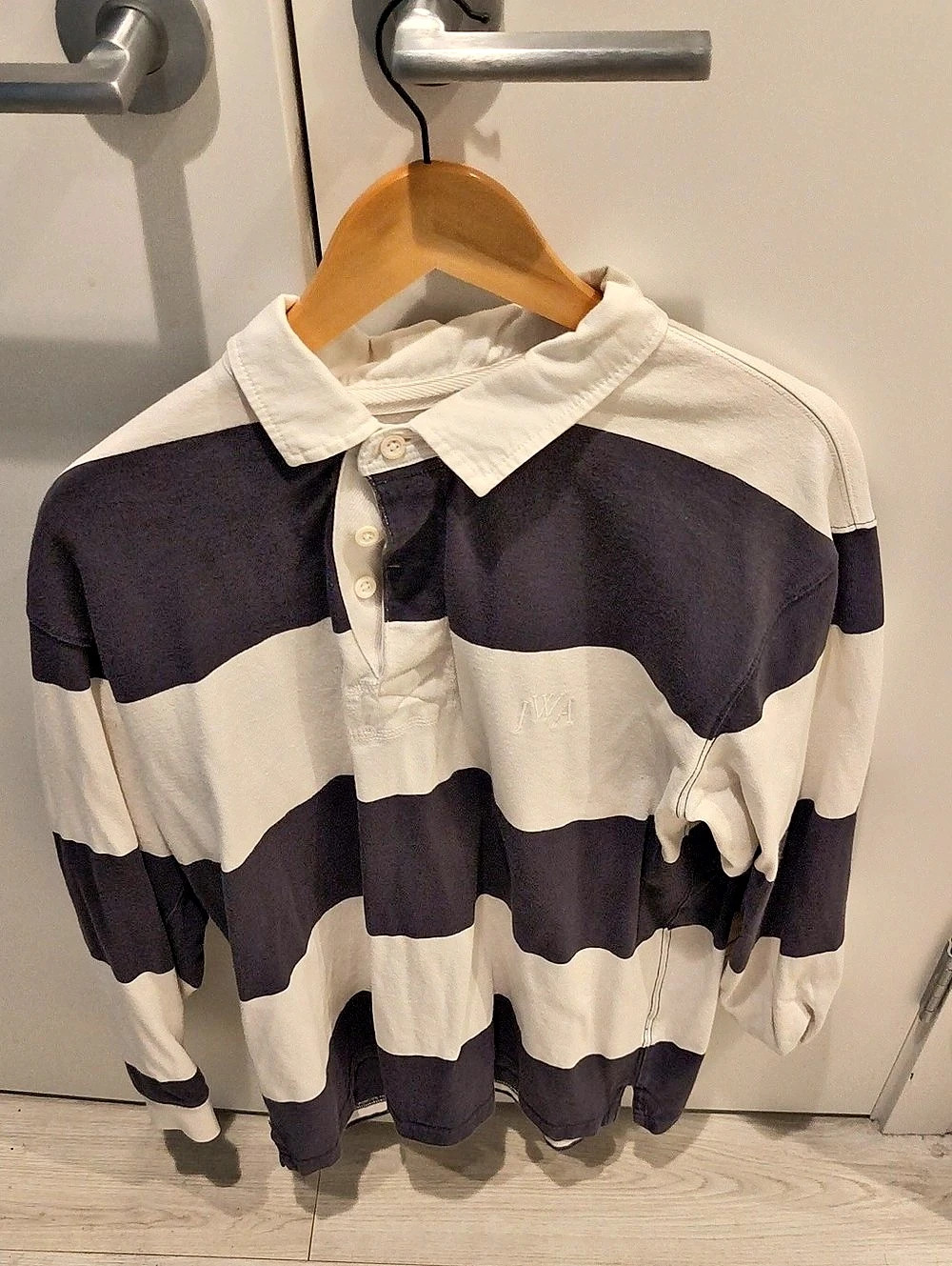 Uniqlo X J.W. Anderson Color Block Rugby Polo White & Black Size XL